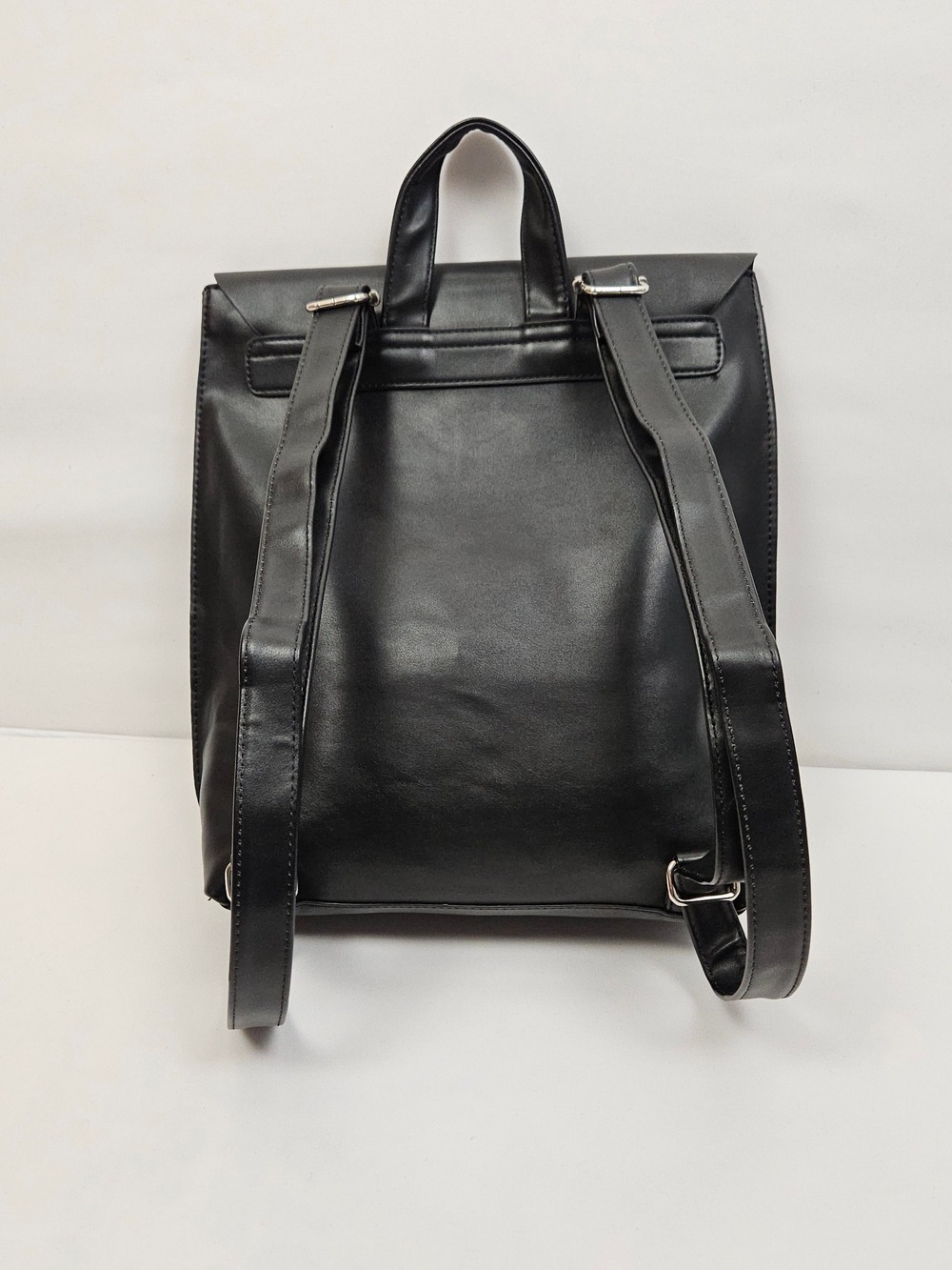 Roots 73 Black Leather Backpack Minimalist Structured Top Handle Bag - Picture 2 of 10